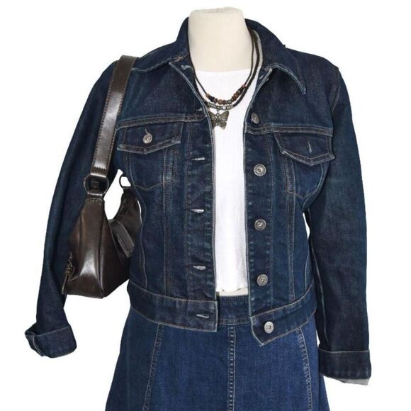 GAP Jackets & Blazers - GAP XS Dark Wash Denim Jacket Y2K Minimalist